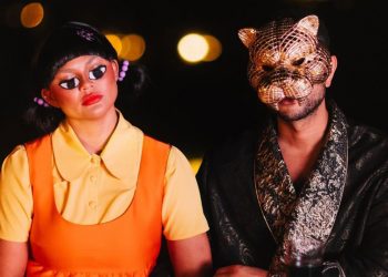 Chrissy Teigen and John Legend dressed up as characters in the show, which centers around people in extreme financial debt risking their lives in a series of dangerous challenges.
