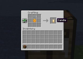 The crafting menu in Minecraft 1.17 showing how to make a candle