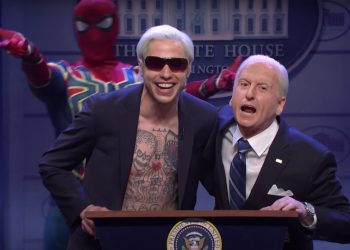 Pete Davidson and James Austin Johnson, who portrayed President Biden, pokes fun at the "Spider-Man: No Way Home" film in the show's cold open.