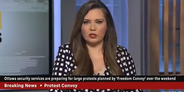 During a broadcast Friday on the Canada Broadcasting Corporation - which is funded by the Canadian government - anchor Nil Koksal offered an unfounded conspiracy theory that 'Russian actors' are behind the 'Freedom Convoy' trucker vaccine mandate protests currently being held in Ottawa and at the US border