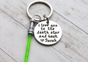 I Love You to the Death Star and Back Hand Stamped Keychain