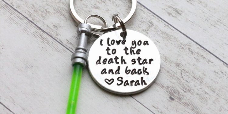 I Love You to the Death Star and Back Hand Stamped Keychain