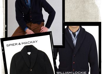 shawl collar cardigans from Drake's, Spier & Mackay, and William Lockie