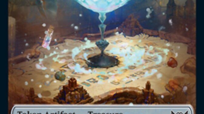 A treasure token is an artifact, When sacrificed, it is converted into a mana of any color.