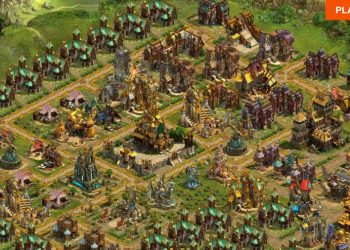 A built up Elvish town in Elvenar