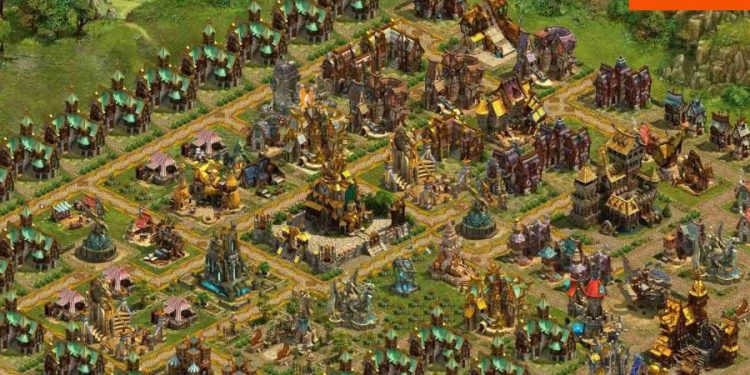 A built up Elvish town in Elvenar