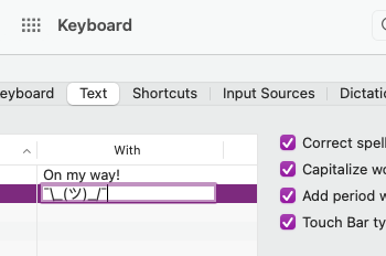 How to create a Mac keyboard shortcut for the shrug emoji