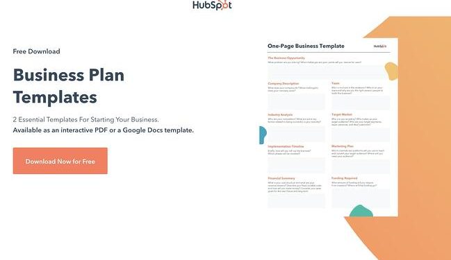 Sample business plan: hubspot free editable pdf