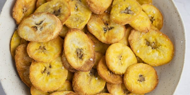 Crispy banana chips are super easy to make when you have an air fryer!