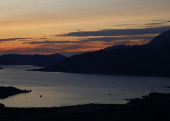 Sunset in Boka Bay in Montenegro