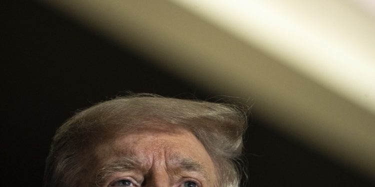 WASHINGTON, DC - JULY 26: Former U.S. President Donald Trump speaks during the America First Agenda Summit, at the Marriott Marquis hotel on July 26, 2022 in Washington, DC. Former U.S. President Donald Trump returned to Washington today to deliver the keynote closing address at the summit. The America First Agenda Summit is put on by the American First Policy Institute, a conservative think-tank founded in 2021 by Brooke Rollins and Larry Kudlow, both former advisors to former President Trump. (Photo by Drew Angerer/Getty Images)