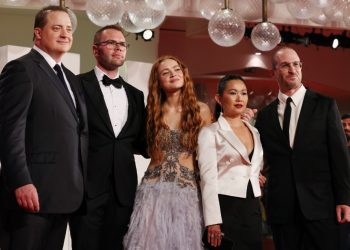 Brendan Fraser, Samuel D. Hunter, Sadie Sink, Hong Chau and director Darren Aronofsky